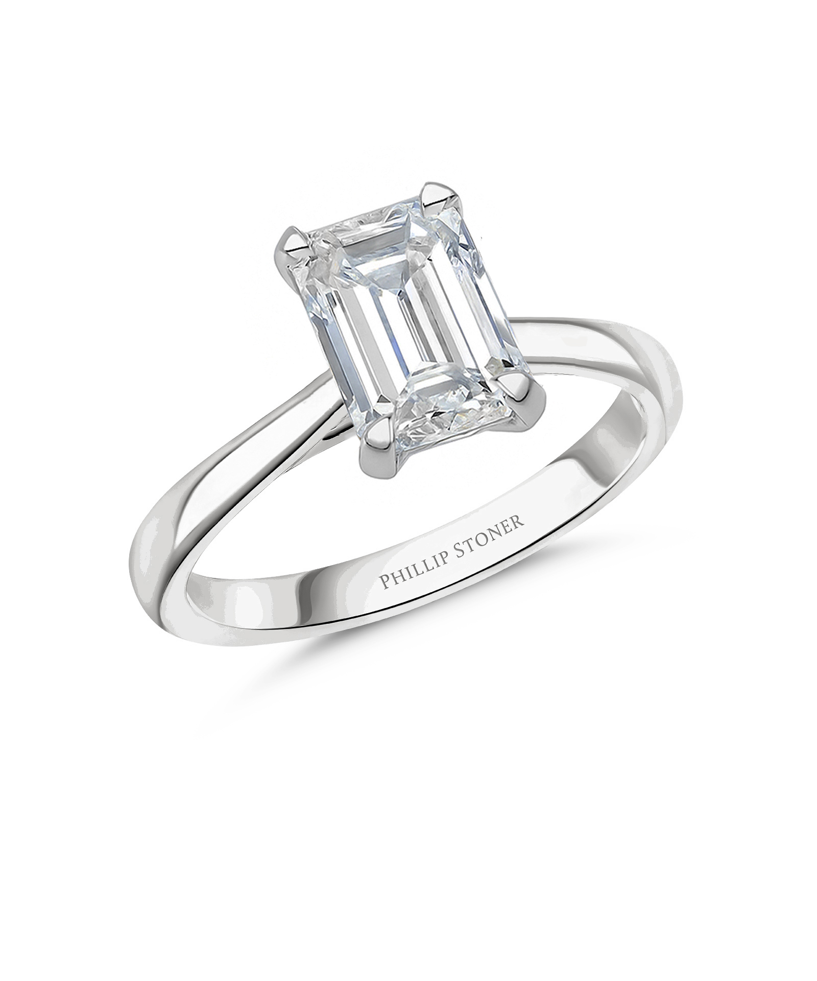 Platinum 2.00ct Emerald Cut Lab Grown Diamond Ring