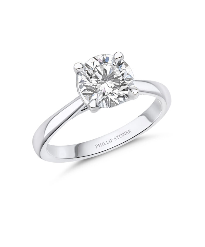 Platinum 2ct Round Brilliant Cut Lab Grown Diamond Solitaire Ring