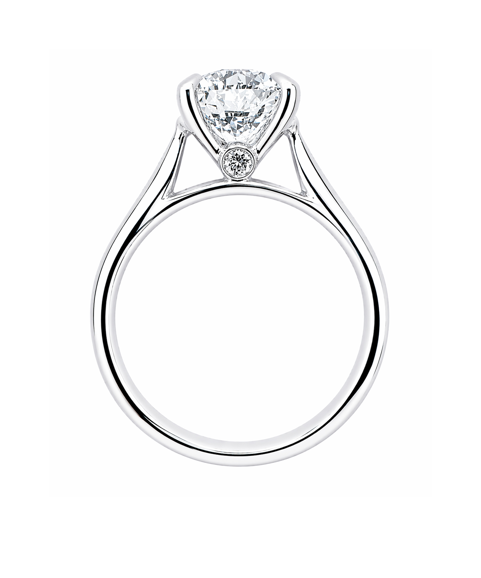 Platinum 2ct Round Brilliant Cut Lab Grown Diamond Solitaire Ring - Side