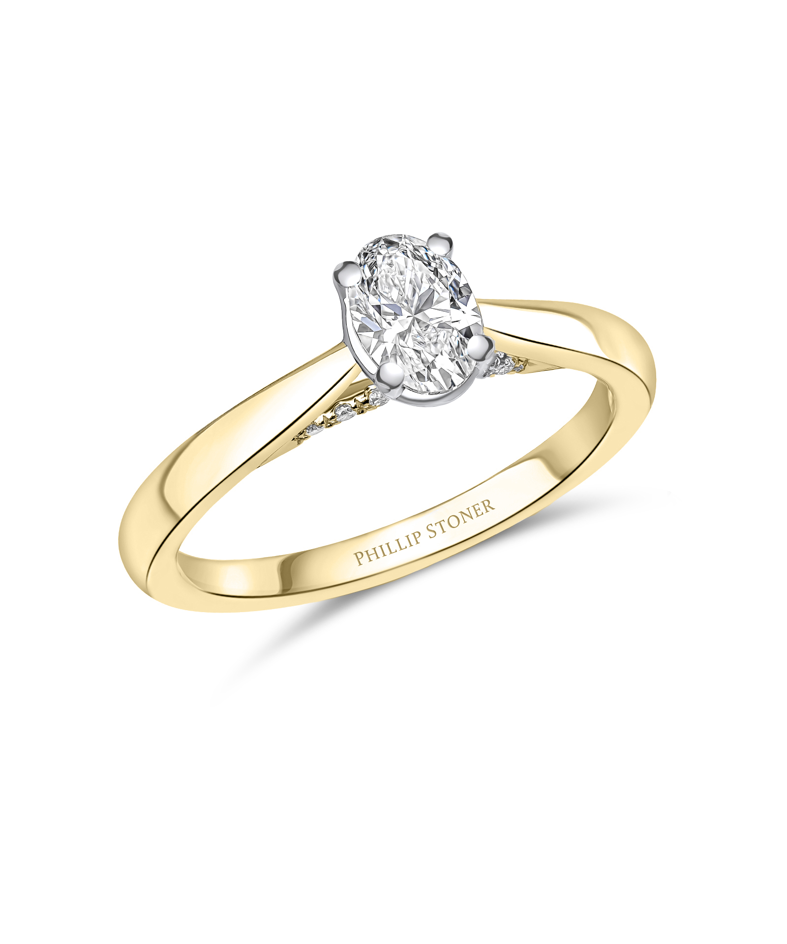 0.50ct Oval Diamond Engagement Ring with Diamond Under Bezel in 18ct Yellow Gold - Phillip Stoner The Jeweller