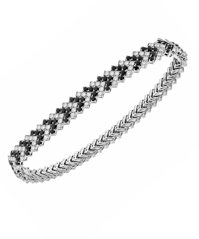 18ct White Gold Chevron Black & White Diamond Bracelet