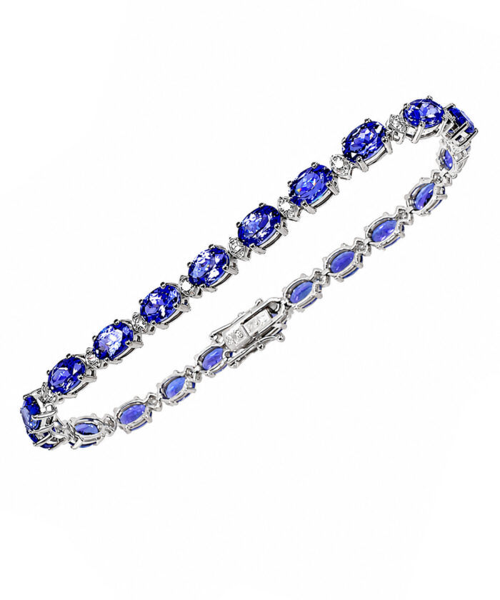 18ct White Gold Oval Tanzanite & Diamond Bracelet