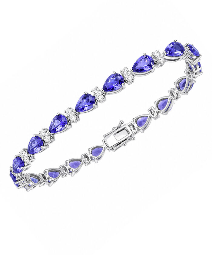 18ct White Gold Pear Cut Tanzanite & Diamond Bracelet