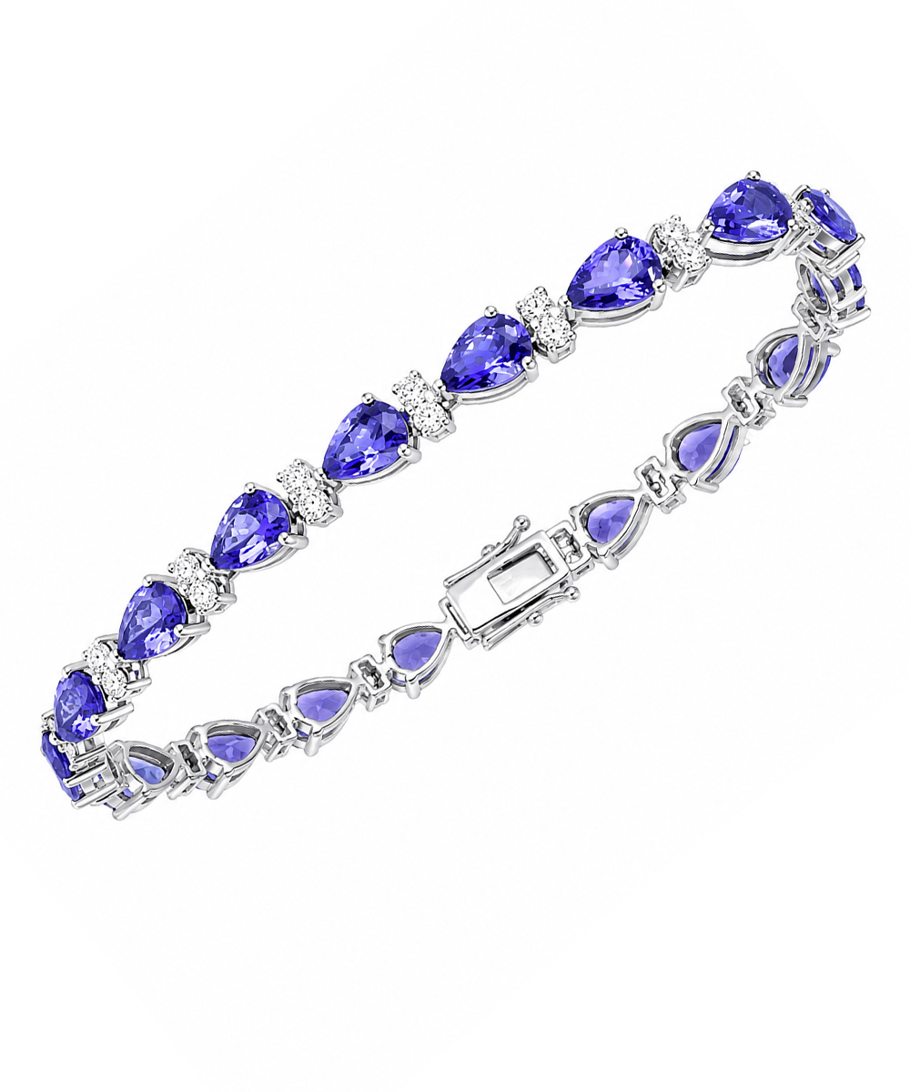 18ct White Gold Pear Cut Tanzanite & Diamond Bracelet