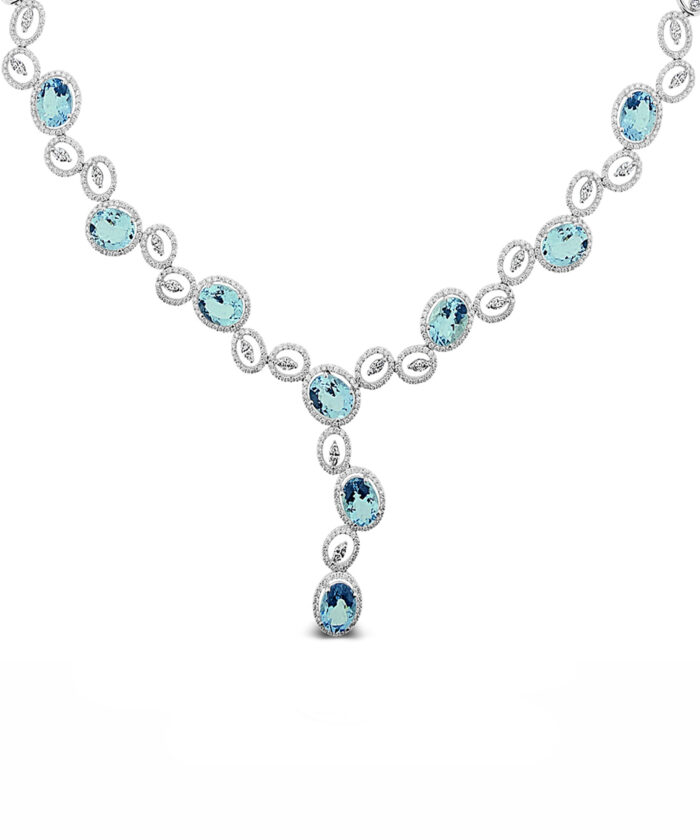 Aquamarine & Diamond Collar Necklace - Detail