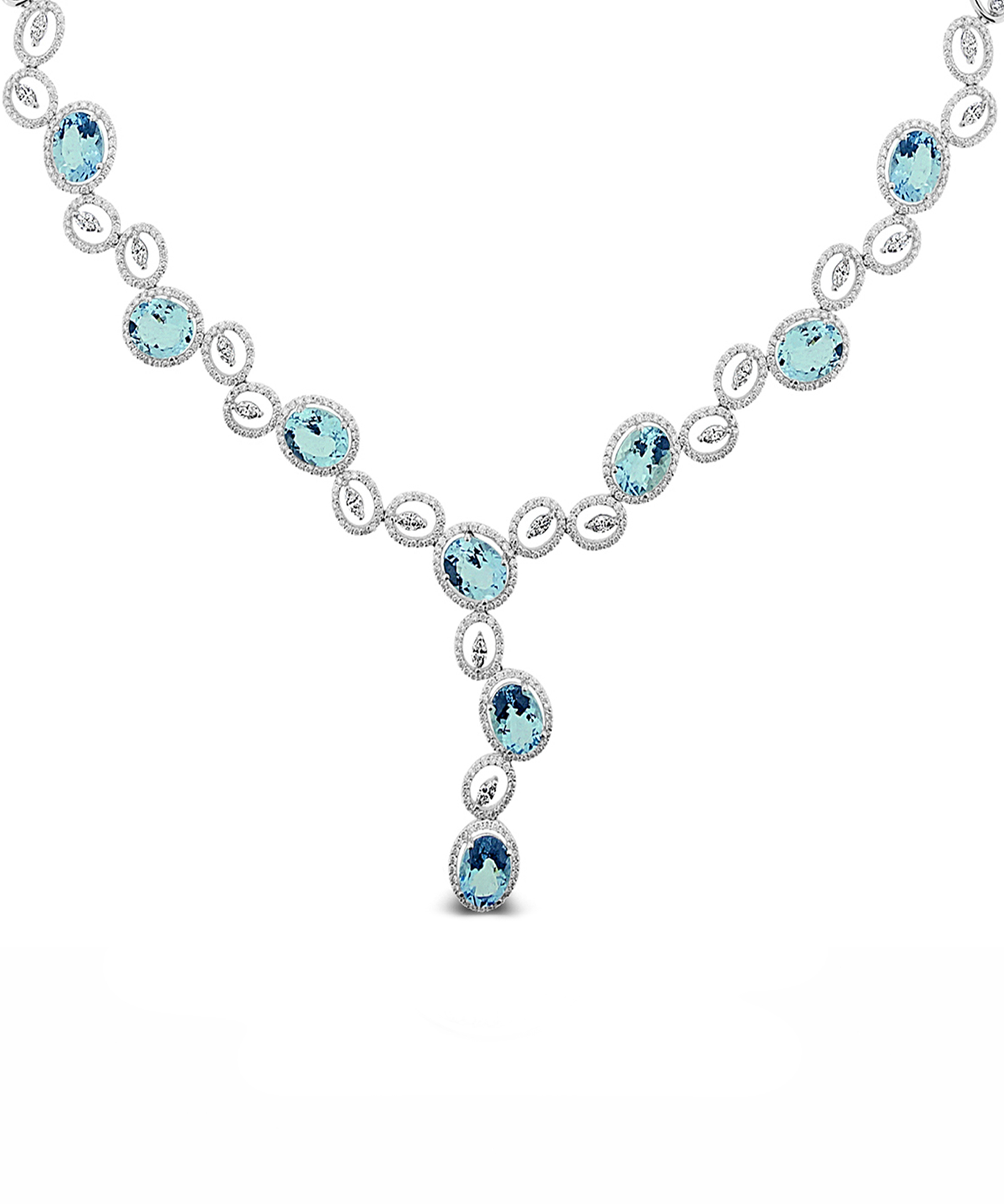 Aquamarine & Diamond Collar Necklace - Detail