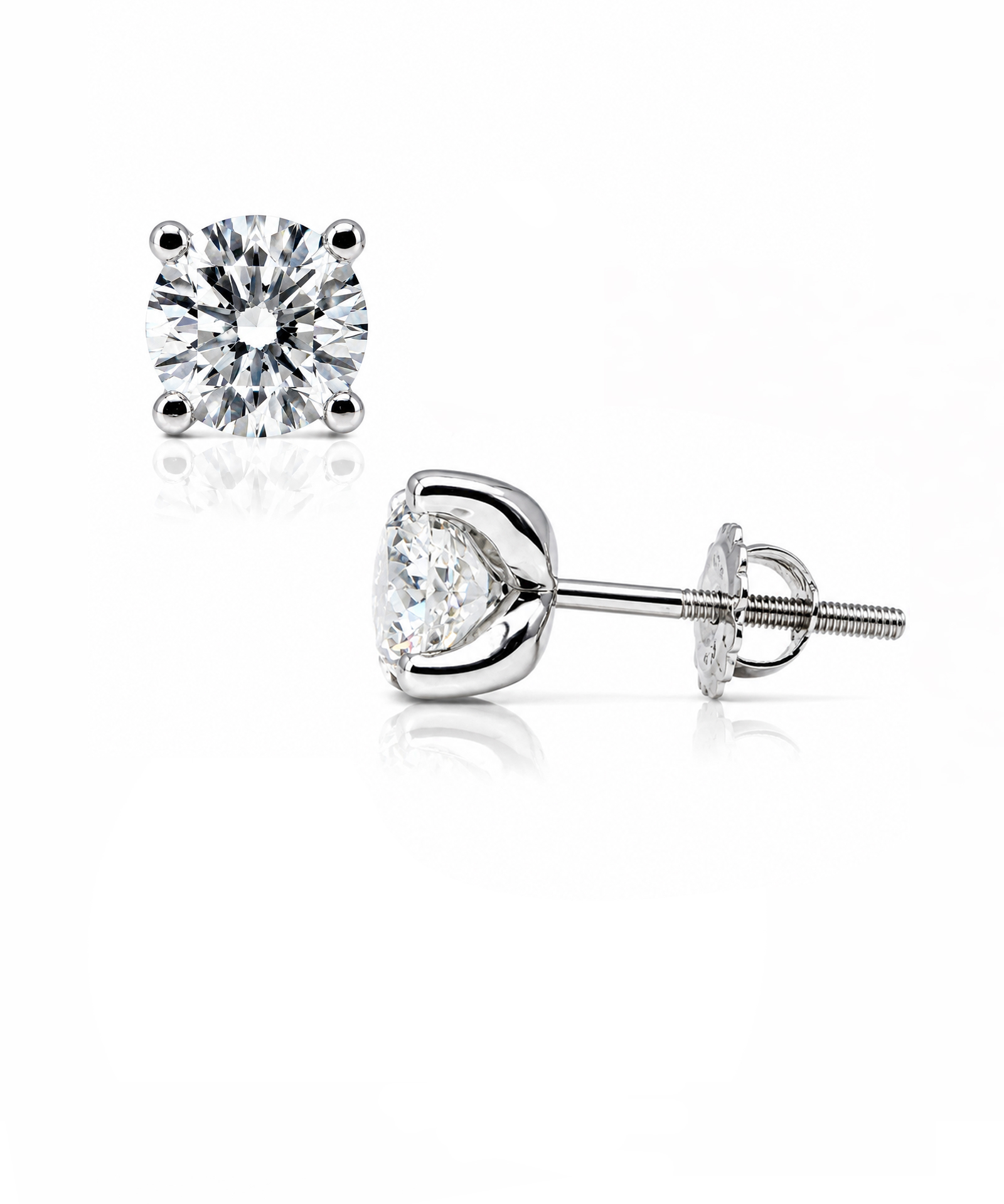 Pre-owned 3.50tcw Round Brilliant Cut Diamonds Studs